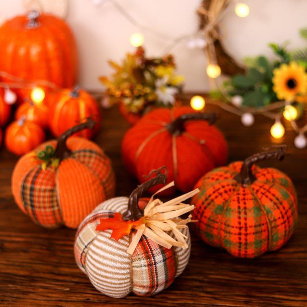 Decorative Soft-Sculpt Harvest Gourds – Small Textile Squash Accents for Holiday Tablescapes, Fall Mantels & Seasonal Display | Thomler