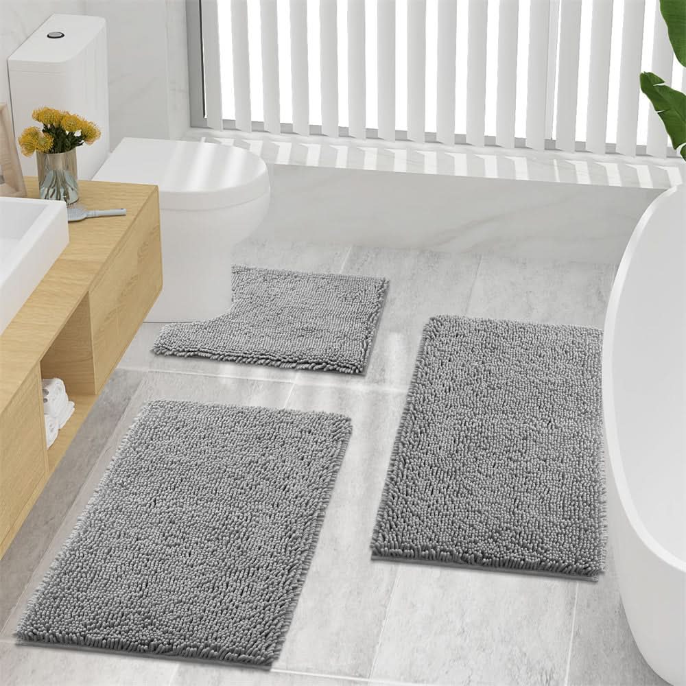 Plush Chenille Bathroom Mat with Fast-Dry Microfiber & Anti-Slip Base for Shower, Bedroom, Kitchen | Thomler