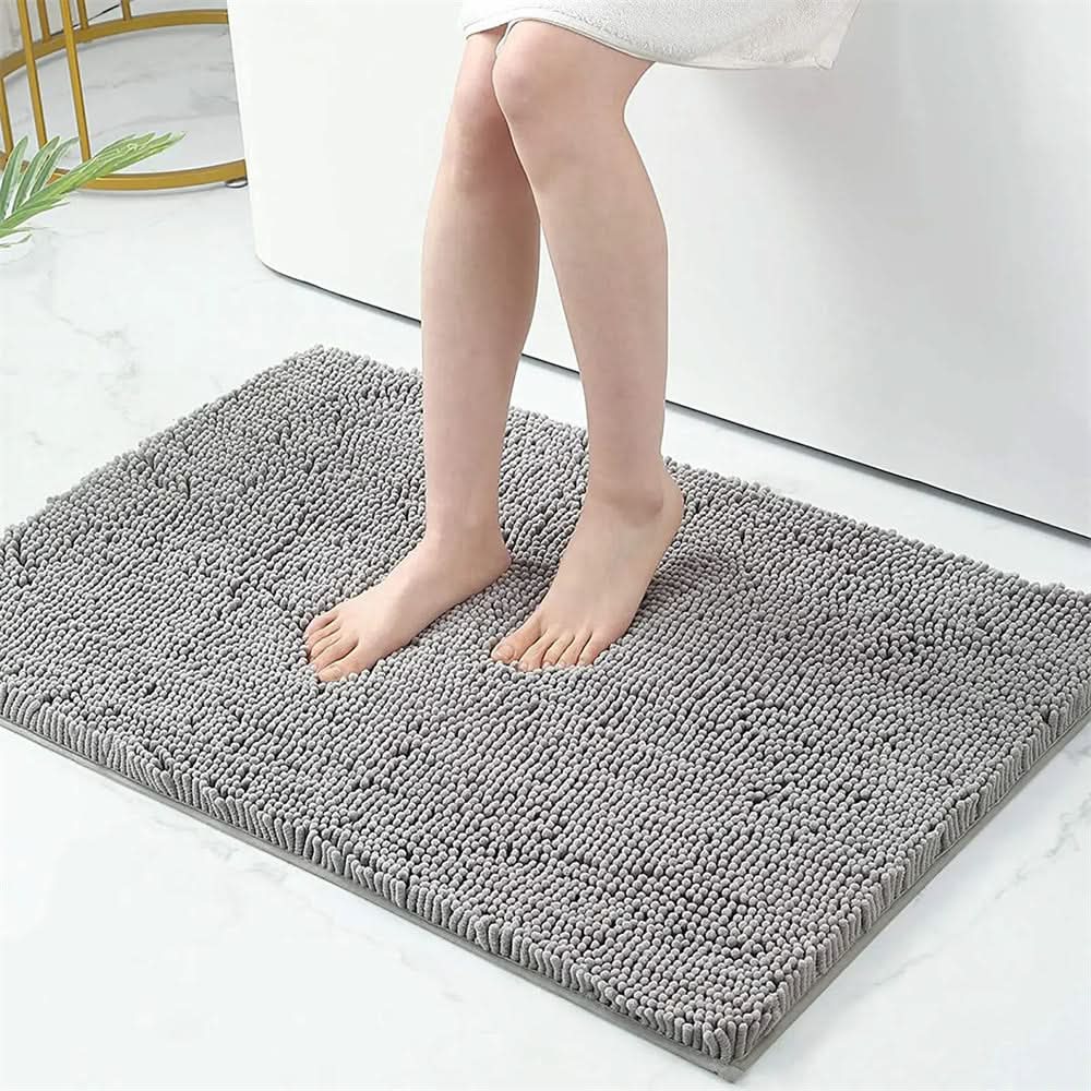 Plush Chenille Bathroom Mat with Fast-Dry Microfiber & Anti-Slip Base for Shower, Bedroom, Kitchen | Thomler