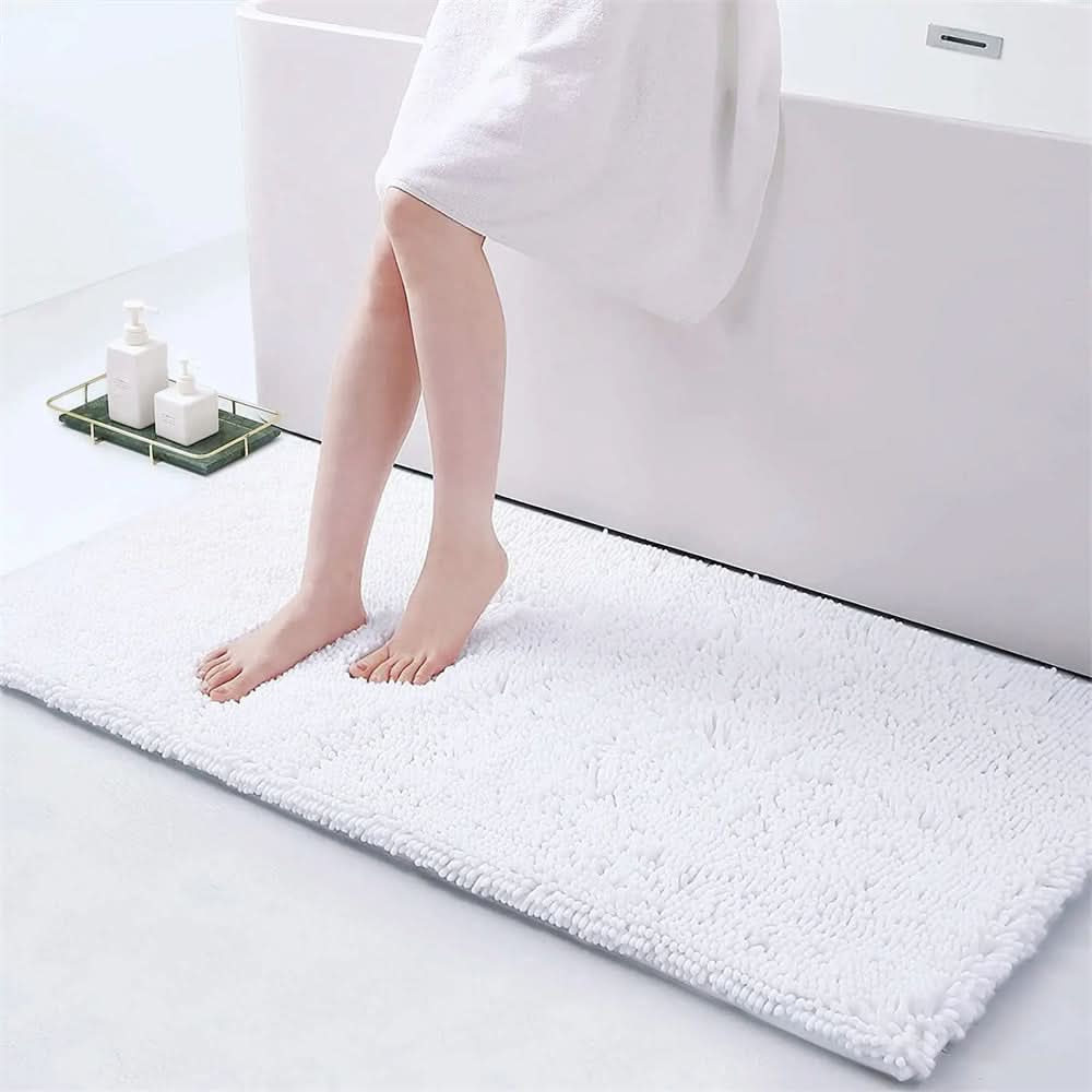 Plush Chenille Bathroom Mat with Fast-Dry Microfiber & Anti-Slip Base for Shower, Bedroom, Kitchen | Thomler
