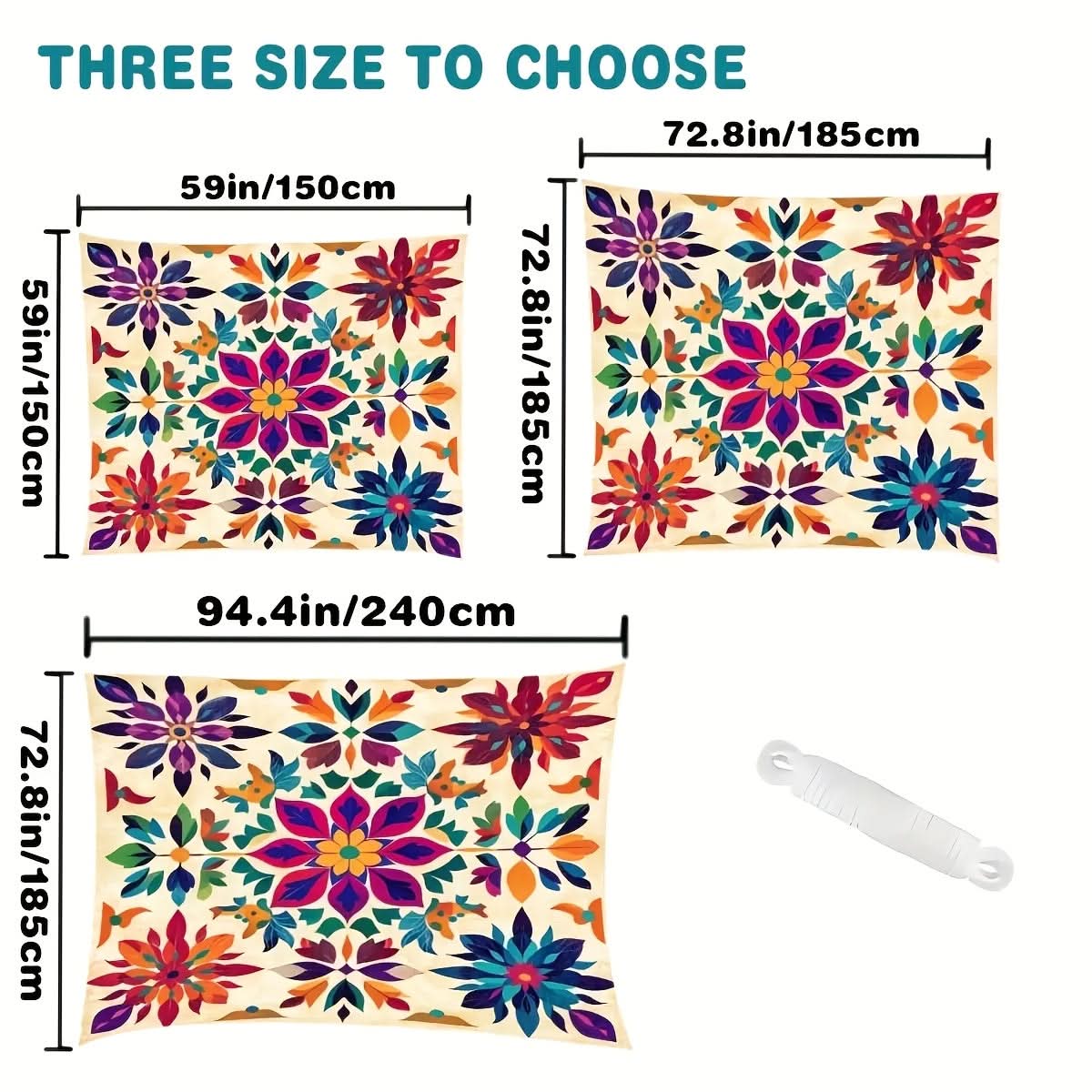 Bohemian Mandala Garden Shade – Portable Outdoor Sun Canopy for Patios, Pools & Beach – Fits 6 People – Hanging Sunshade with Gradient | Thomler