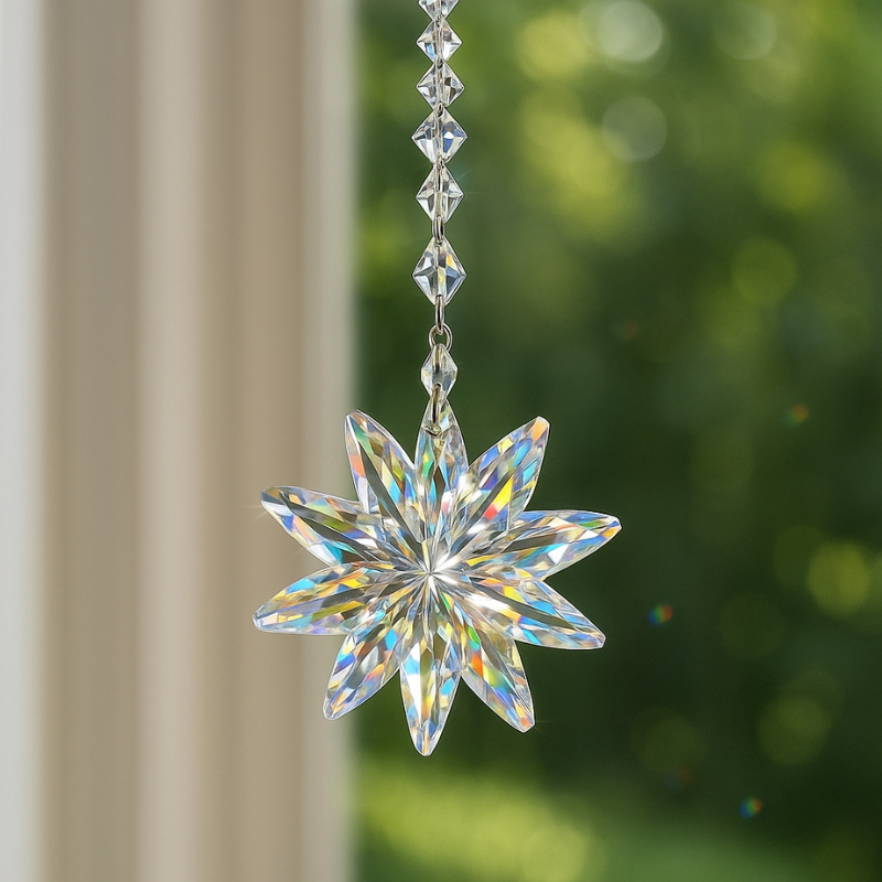 Hanging Crystal Rainbow Prism Suncatcher for Window Light Display – Clear Faceted Ornament Decoration for Home, Garden & Patio | Thomler