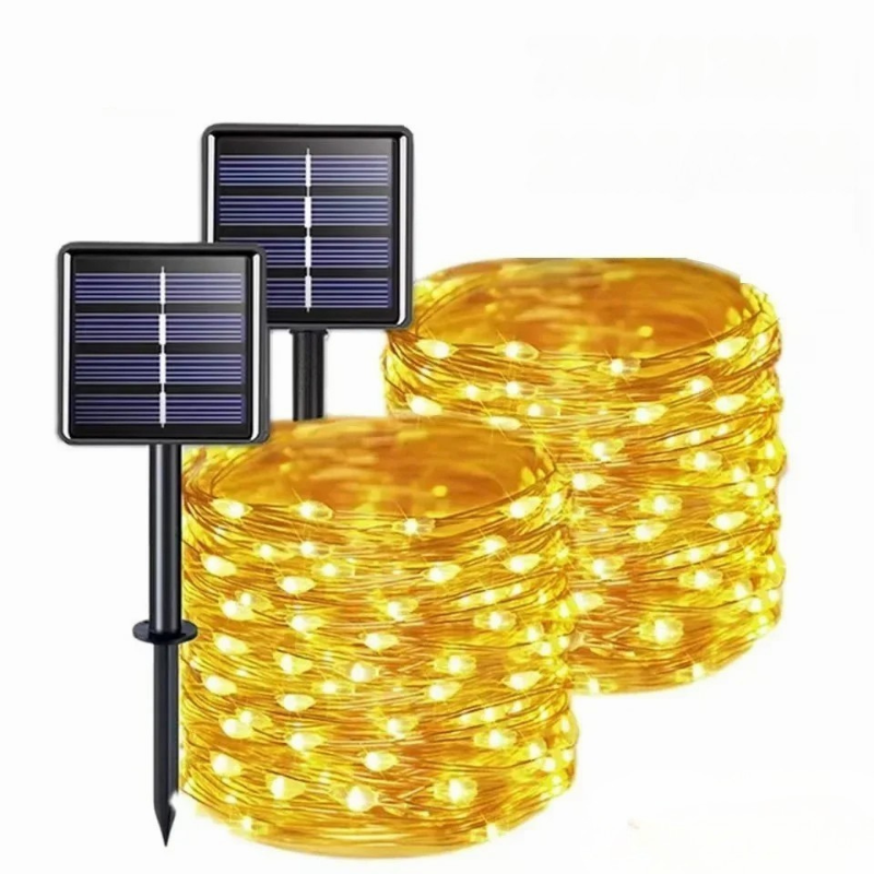 Solar String Lights Outdoor Waterproof 8 Modes Flexible Copper Wire LED Fairy Lights for Patio Garden Deck Fence Party Decor Year-Round | Thomler