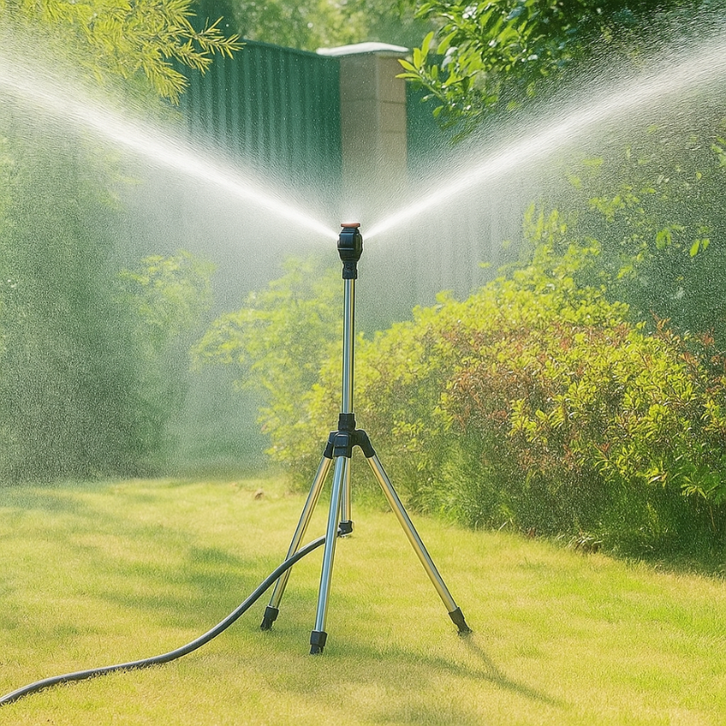 360° Rotating Tripod Sprinkler for Lawn & Garden – Adjustable Height & Coverage for Yard, Flowers & Vegetables | Thomler