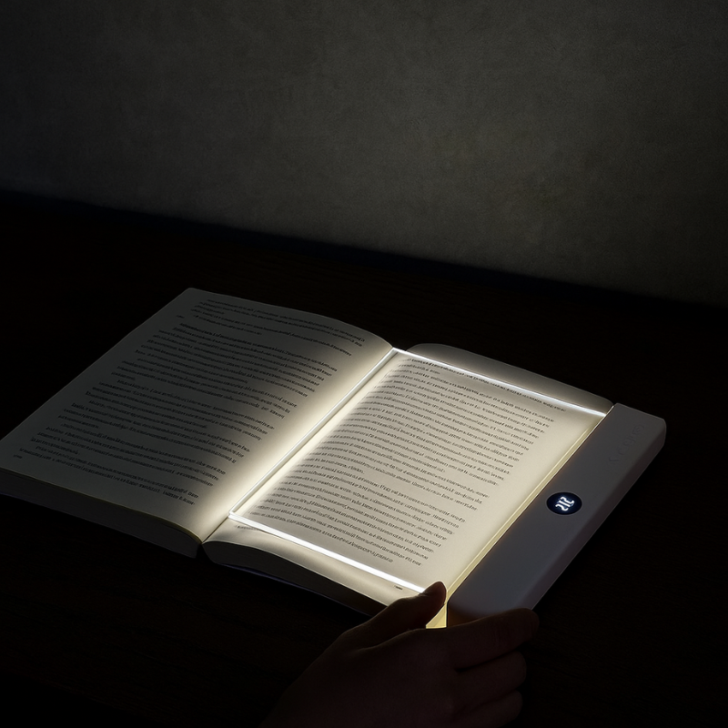 Ultra-Thin Book Reading Light with Adjustable Brightness & Timer – Rechargeable LED Bookmark Lamp for Nighttime Reading in Bed, Travel & | Thomler