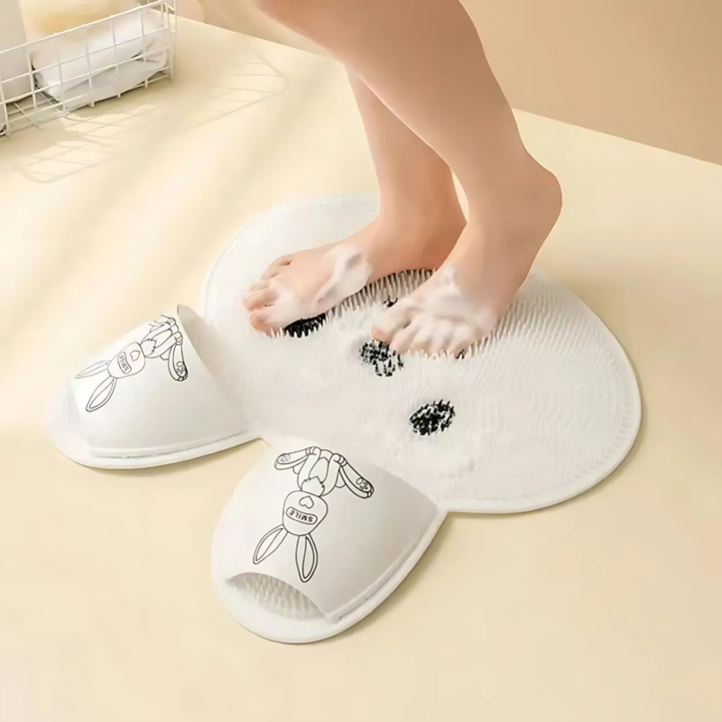 Soft Silicone Foot Scrubber Mat with Suction Cups for Shower Floor – Hands-Free Exfoliating Massage Brush & Non-Slip Bath Safety Pad | Thomler