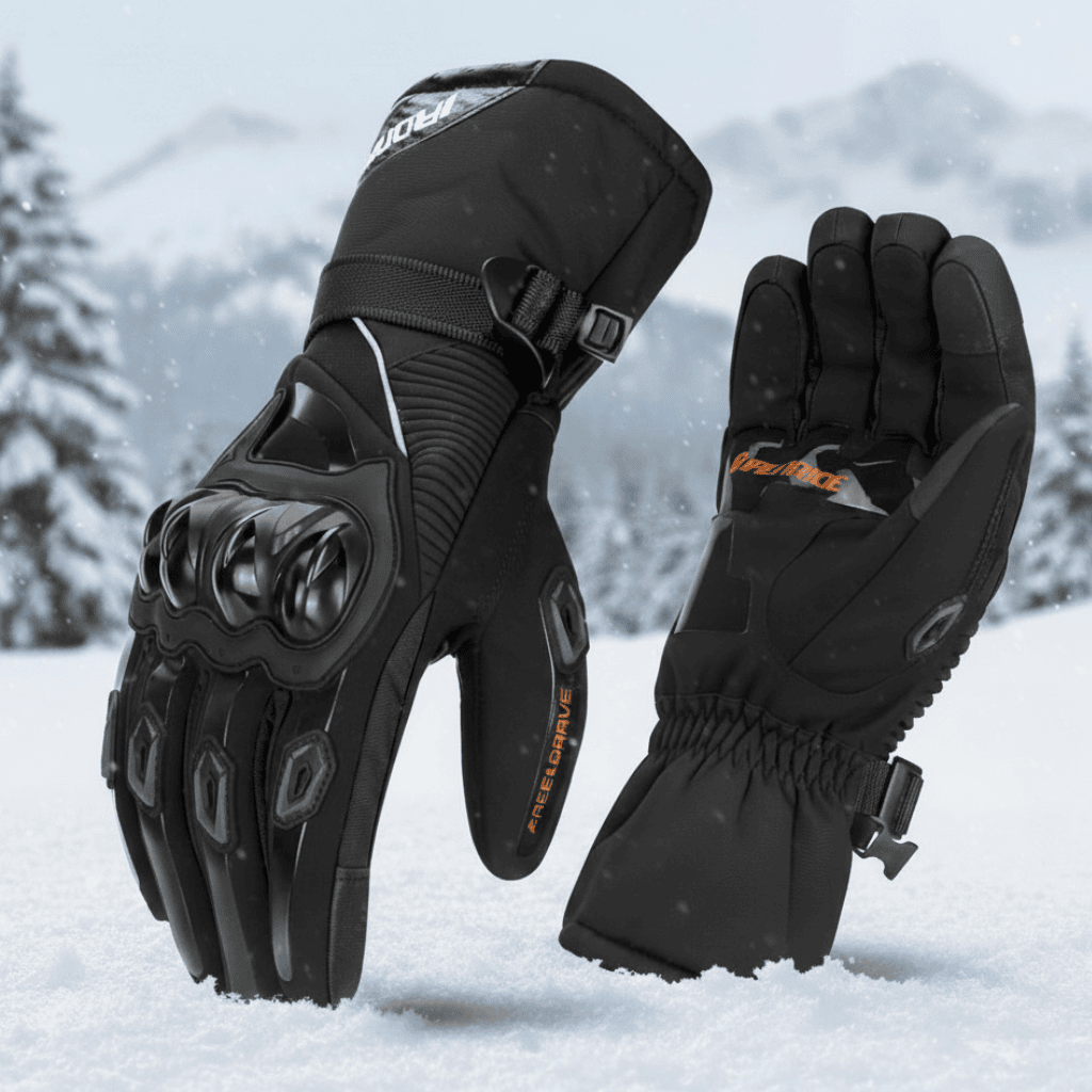 Motorcycle Gloves PVC Carbon Fiber 3-Layer Insulated Waterproof 11 in Winter Riding Safety Grip | Thomler