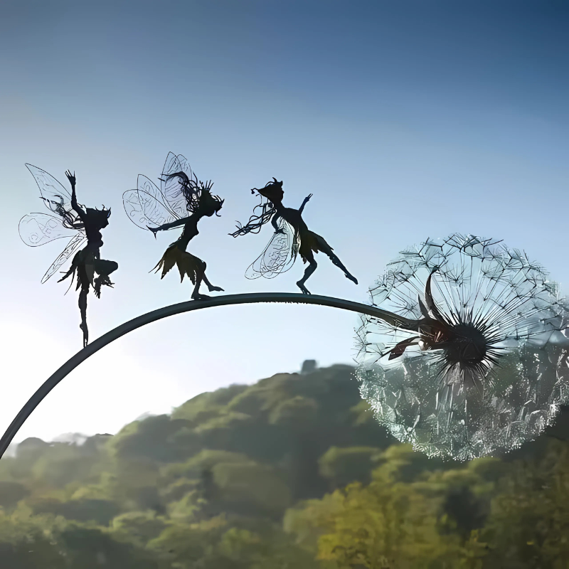 Dancing Fairy Garden Sculpture – Metal Outdoor Art Figurine with Wings for Yard, Patio & Garden Whimsy | Thomler