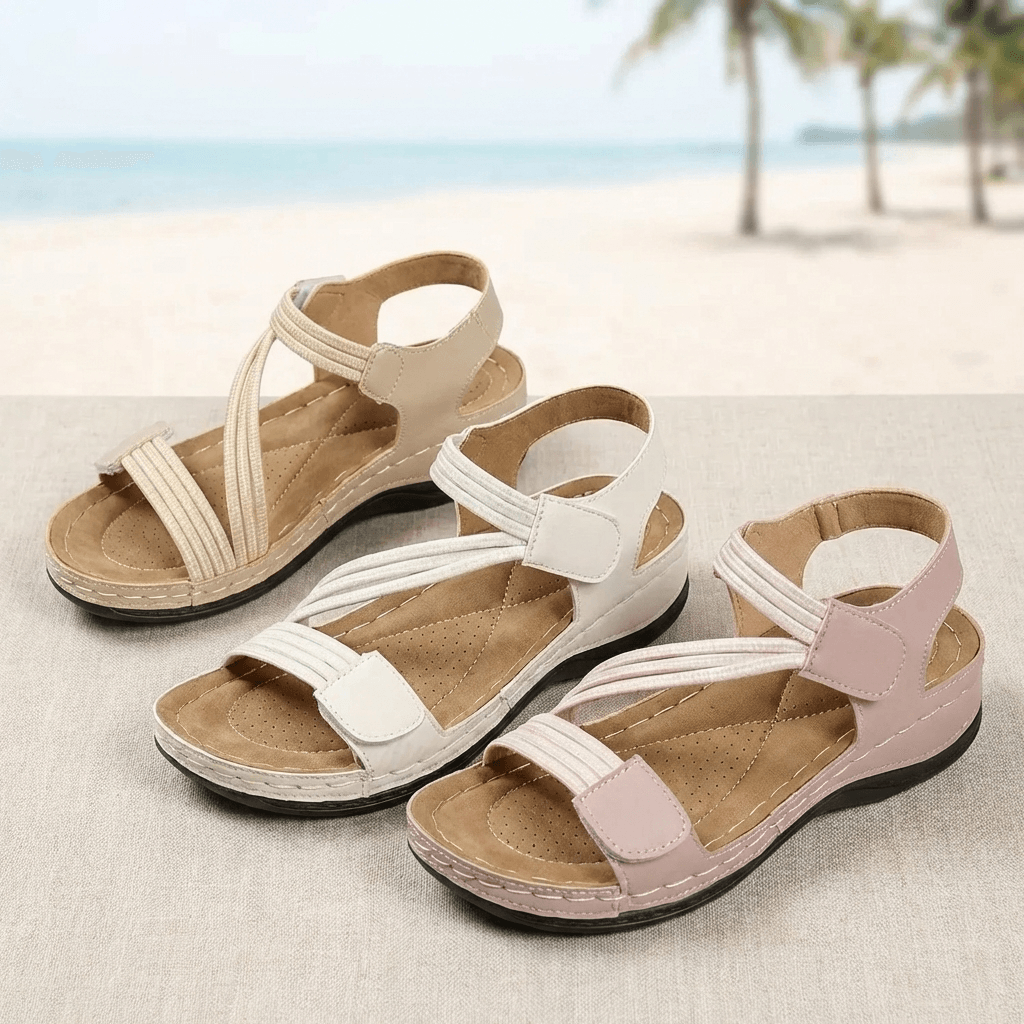 Women's Cushioned Wedge Sandals – Open-Toe Slip-On with Shock-Absorbing Sole for All-Day Comfort & Pain Relief – Casual Summer Footwear | Thomler