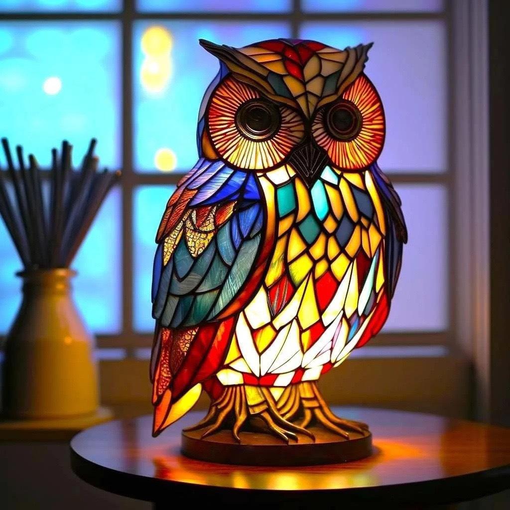 LED Owl Statue with Crystal Accent Light – Battery or USB Powered Animal Figurine for Indoor & Outdoor Decor | Thomler