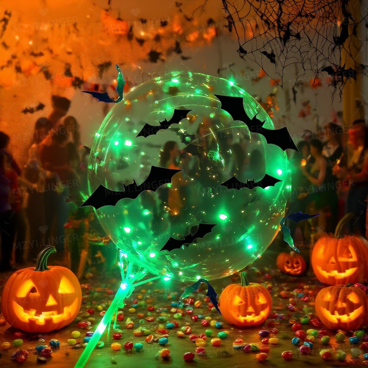 Clear Floating Orbs with Flying Creature Clings for Spooky Season Parties – 5-Pack Accent Decals & Transparent Spheres | Thomler