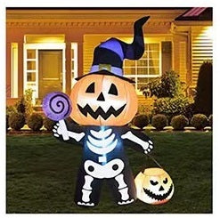 6-Foot Light-Up Jack-o'-Lantern Specter Yard Decoration – Self-Inflating Outdoor Halloween Display with Integrated Illumination | Thomler