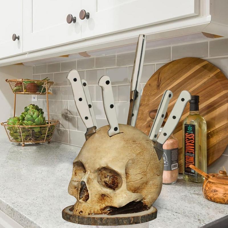 Gothic Skull Kitchen Organizer – Countertop Knife Storage with Bone Structure Design for Tools & Produce | Thomler