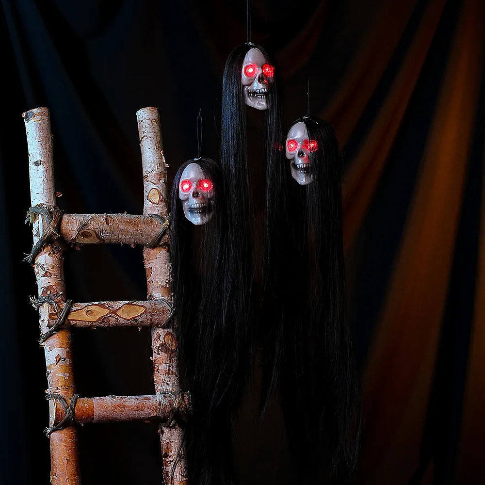 Illuminated Skeletal Spirit Decorations – Fiber-Optic LED Phantoms with Flowing Locks for Seasonal Display, Event Venue & Residence | Thomler