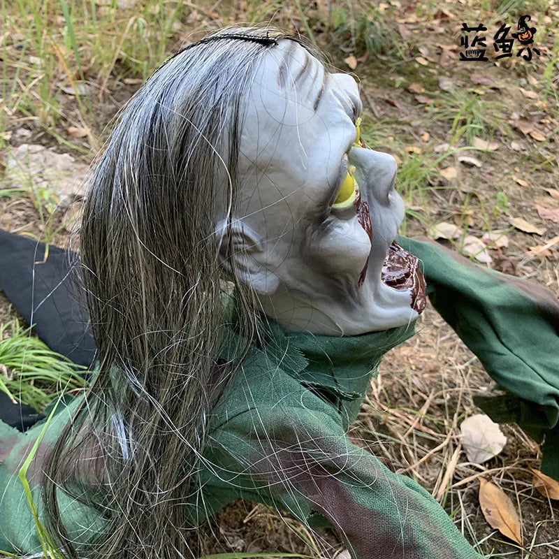 Voice-Activated Animatronic Ghost Prop with Light-Up Eyes – Motorized Phantom for Haunted Houses, Outdoor Displays & Halloween Parties | Thomler