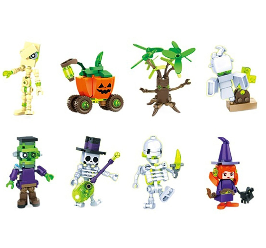 Glow-in-the-Dark Halloween Construction Block Set – Snap-Together Jack-o'-Lantern, Skeleton & Goblin Figures for Hands-On STEM Play | Thomler