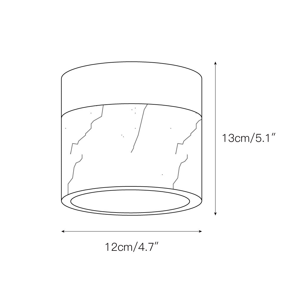 Compact Stone Flush-Mount Light Fixture with Natural Veining – Small Round Pendant for Entryway, Hallway & Bedroom | Thomler