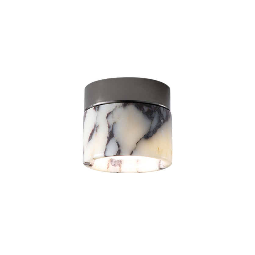 Compact Stone Flush-Mount Light Fixture with Natural Veining – Small Round Pendant for Entryway, Hallway & Bedroom | Thomler