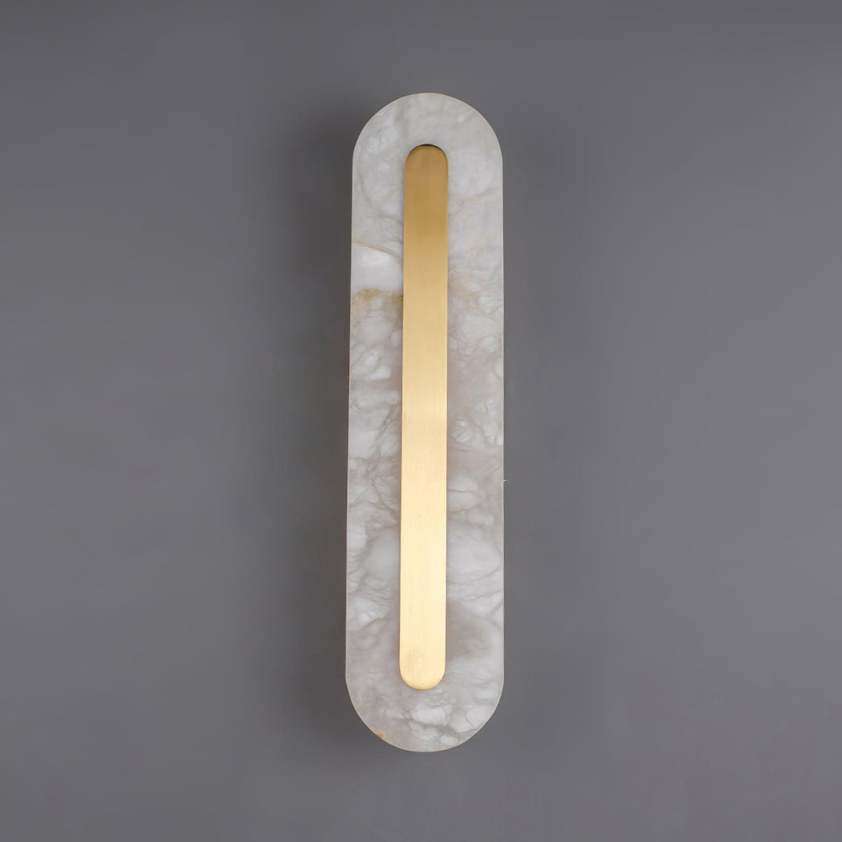 Alabaster Wall Sconce with Brass Accents – Modern LED Fixture for Living Room, Hallway & Bedroom | Thomler