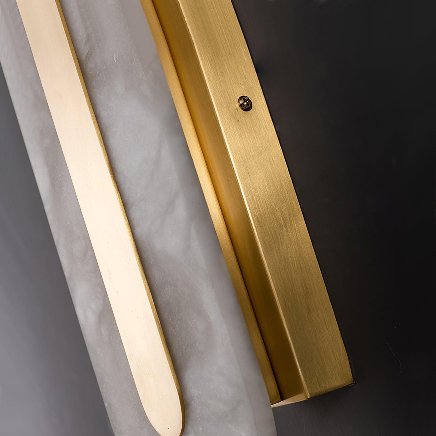 Alabaster Wall Sconce with Brass Accents – Modern LED Fixture for Living Room, Hallway & Bedroom | Thomler