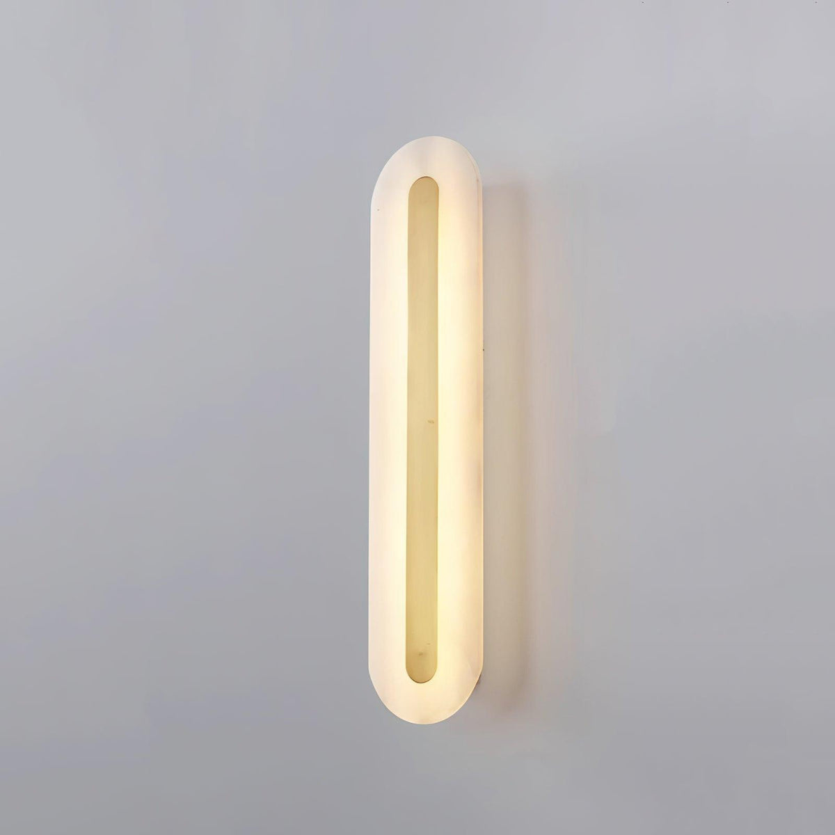 Alabaster Wall Sconce with Brass Accents – Modern LED Fixture for Living Room, Hallway & Bedroom | Thomler