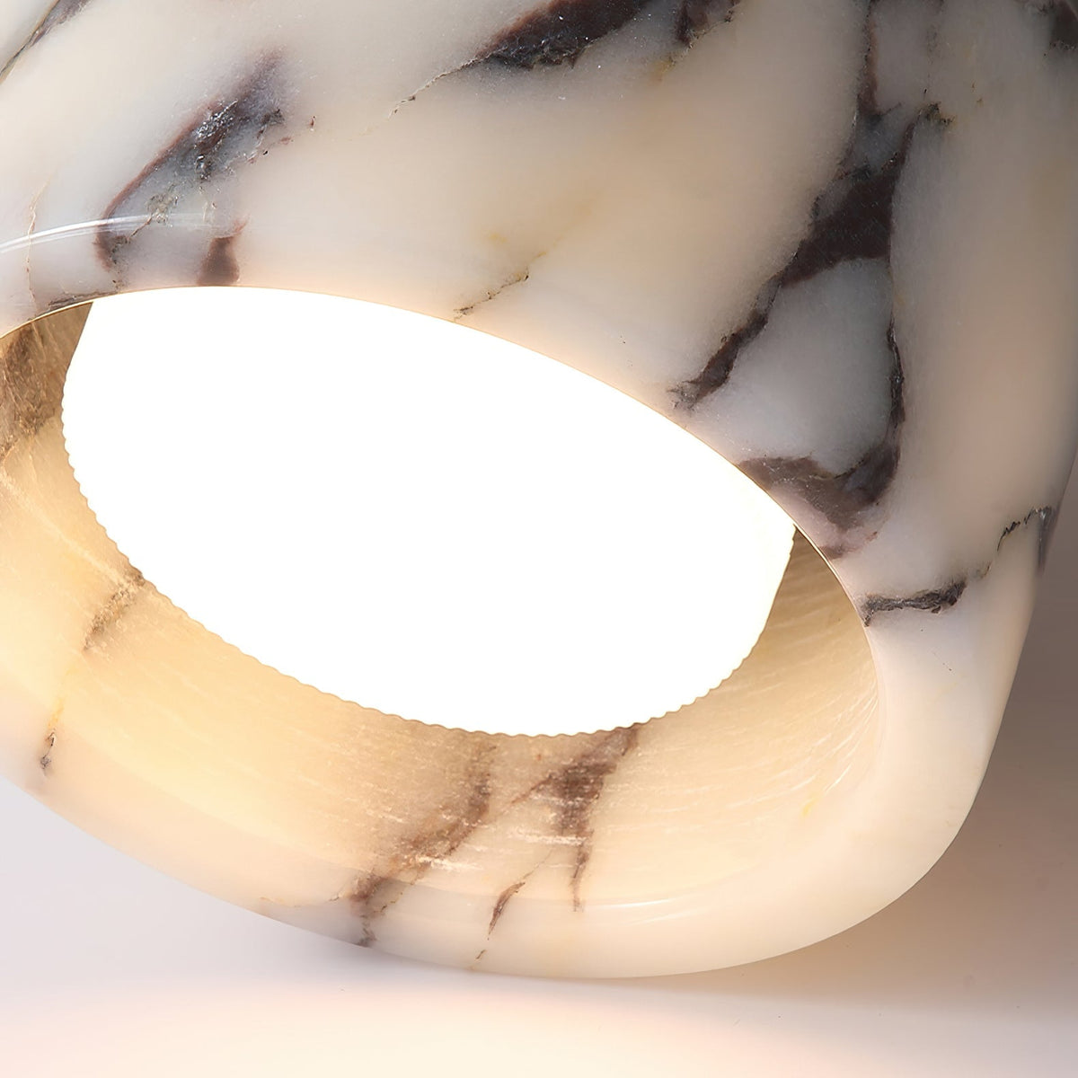 Compact Stone Flush-Mount Light Fixture with Natural Veining – Small Round Pendant for Entryway, Hallway & Bedroom | Thomler
