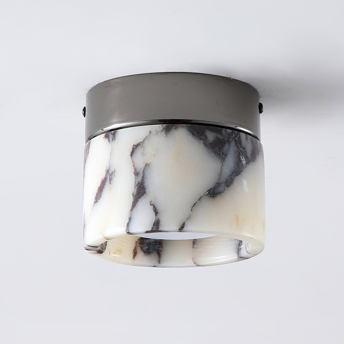 Compact Stone Flush-Mount Light Fixture with Natural Veining – Small Round Pendant for Entryway, Hallway & Bedroom | Thomler