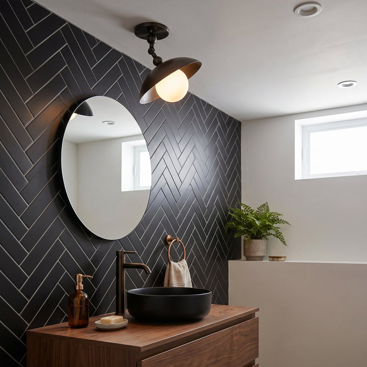Semi-Flush Ceiling Light with Hand-Finished Brass and Glass or Alabaster Shade – 10 in – Hardwired Ceiling Fixture for Kitchen, Hallway | Thomler