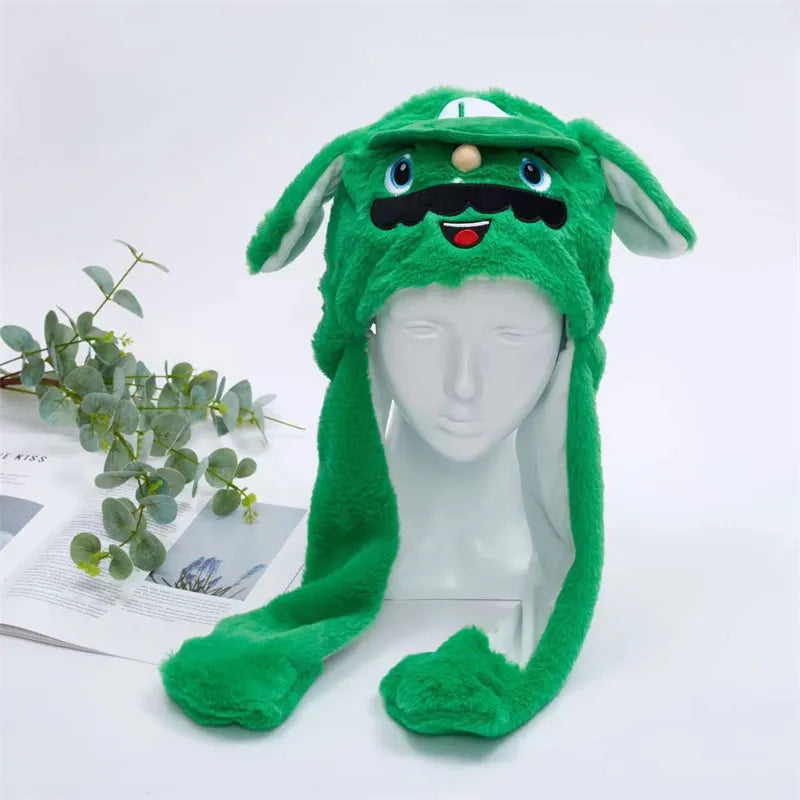 Plush Hat with Pop-Up Ears for Kids & Adults – Interactive Cosplay Beanie with Squeeze Paws | Fun Winter Accessory for Parties, Christmas | Thomler