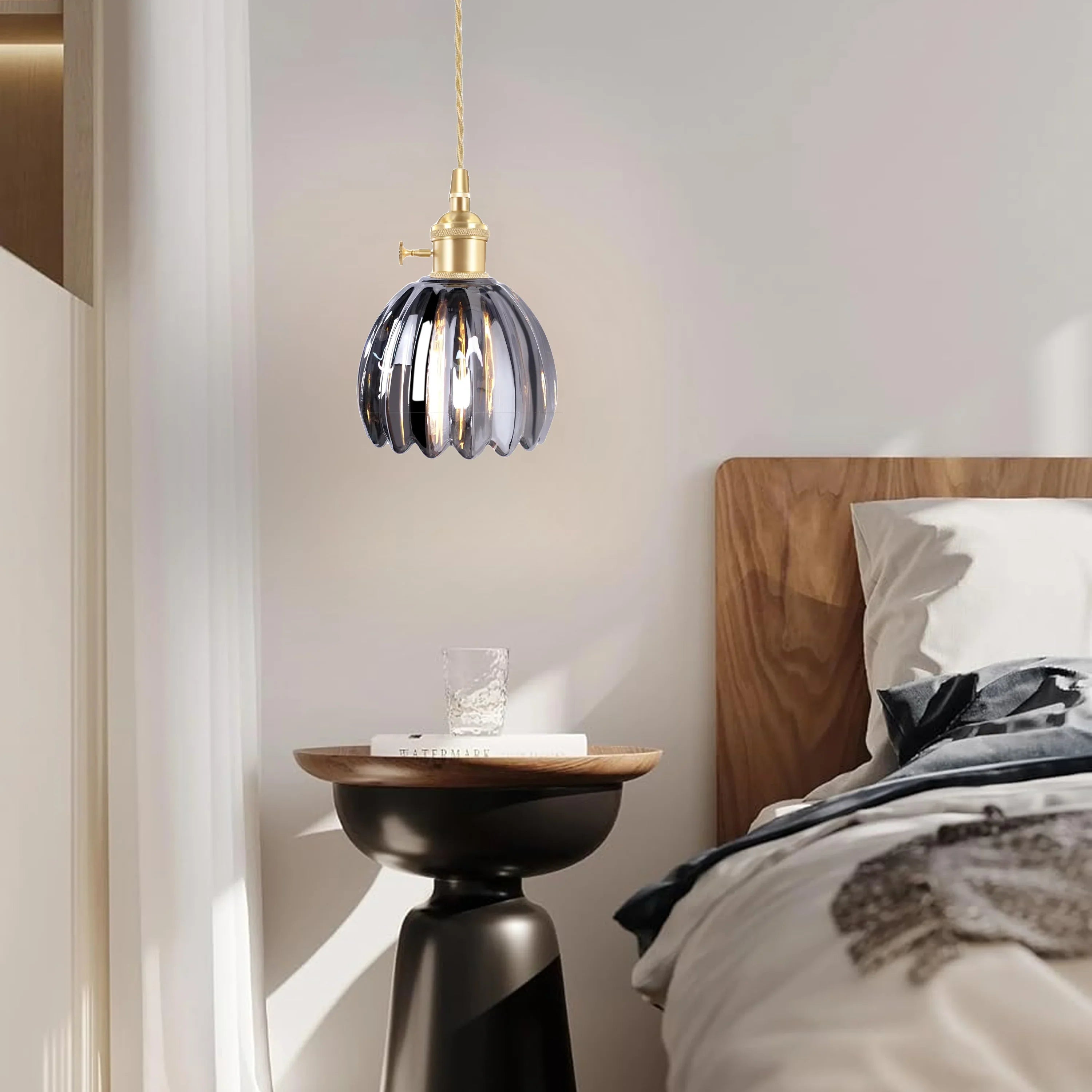 Pendant Light Glass 10 in Flower Shape E27 40W Dining Room Kitchen Island Ceiling Lamp | Thomler