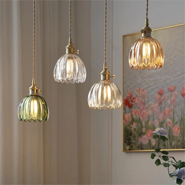 Pendant Light Glass 10 in Flower Shape E27 40W Dining Room Kitchen Island Ceiling Lamp | Thomler
