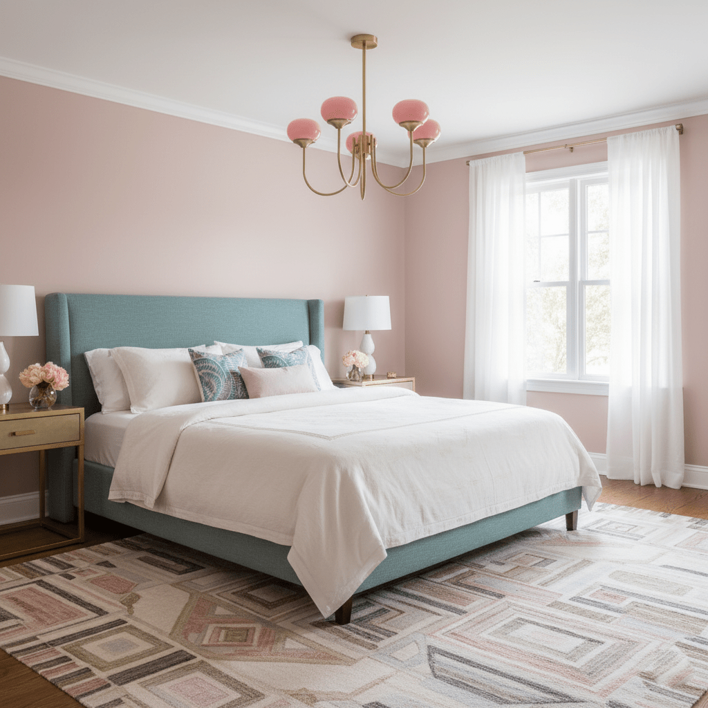 Modern Pink Glass Ceiling Light 18.1 in 3-5 Head Indoor Fixture Copper Chrome Finish Living Room Dining Room Bedroom Lighting | Thomler
