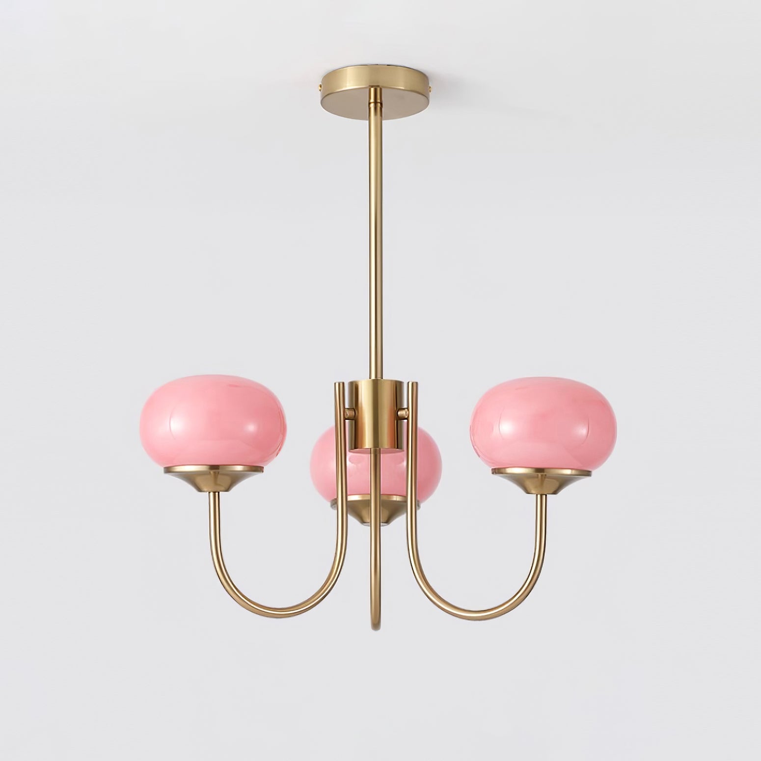 Modern Pink Glass Ceiling Light 18.1 in 3-5 Head Indoor Fixture Copper Chrome Finish Living Room Dining Room Bedroom Lighting | Thomler