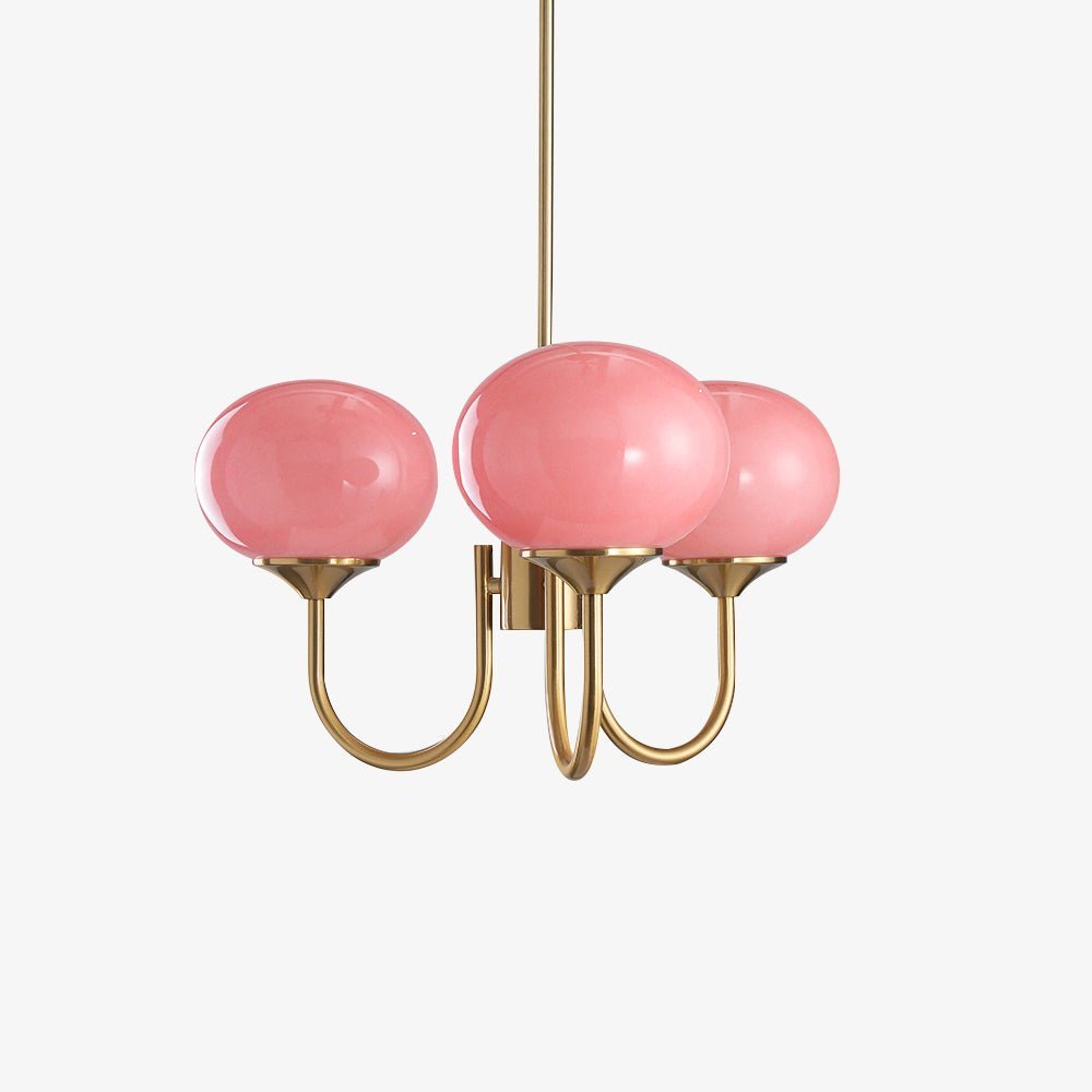 Handblown Glass Globe Chandelier with Gold or Chrome Finish – 3 or 5 Light Dining Room Pendant for Kitchen Island, Bedroom, Living Room | Thomler