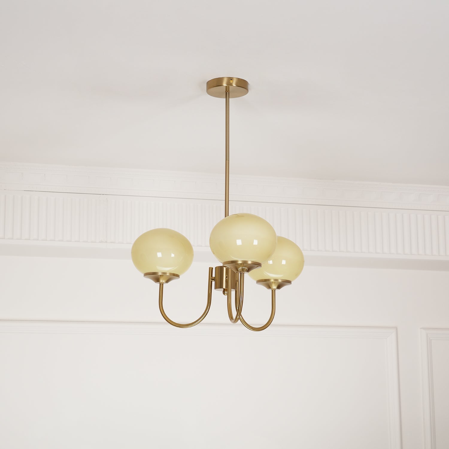 Chandelier Glass 46.0 cm Pink Dining Room Ceiling Light Adjustable Modern Hanging Lamp E27 Metal Globe Lighting | Thomler