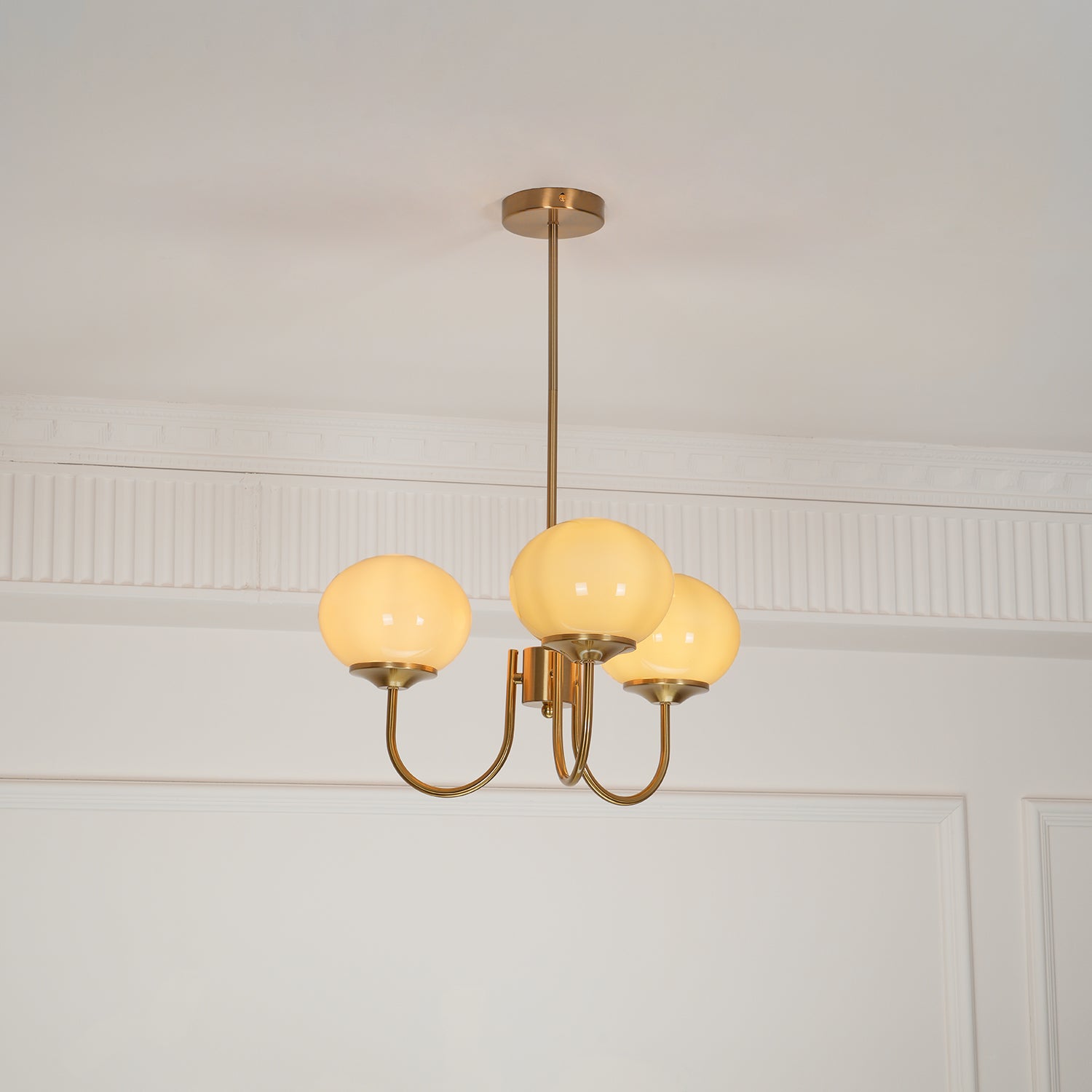Chandelier Glass 46.0 cm Pink Dining Room Ceiling Light Adjustable Modern Hanging Lamp E27 Metal Globe Lighting | Thomler