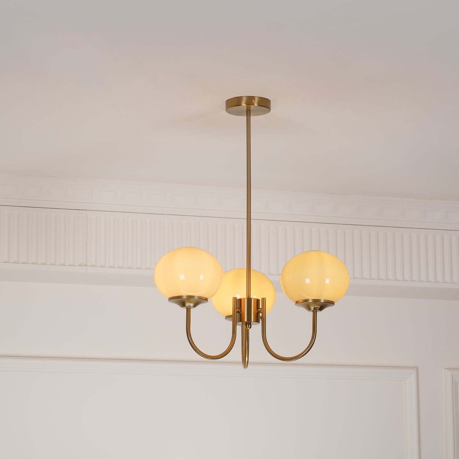 Chandelier Glass 46.0 cm Pink Dining Room Ceiling Light Adjustable Modern Hanging Lamp E27 Metal Globe Lighting | Thomler