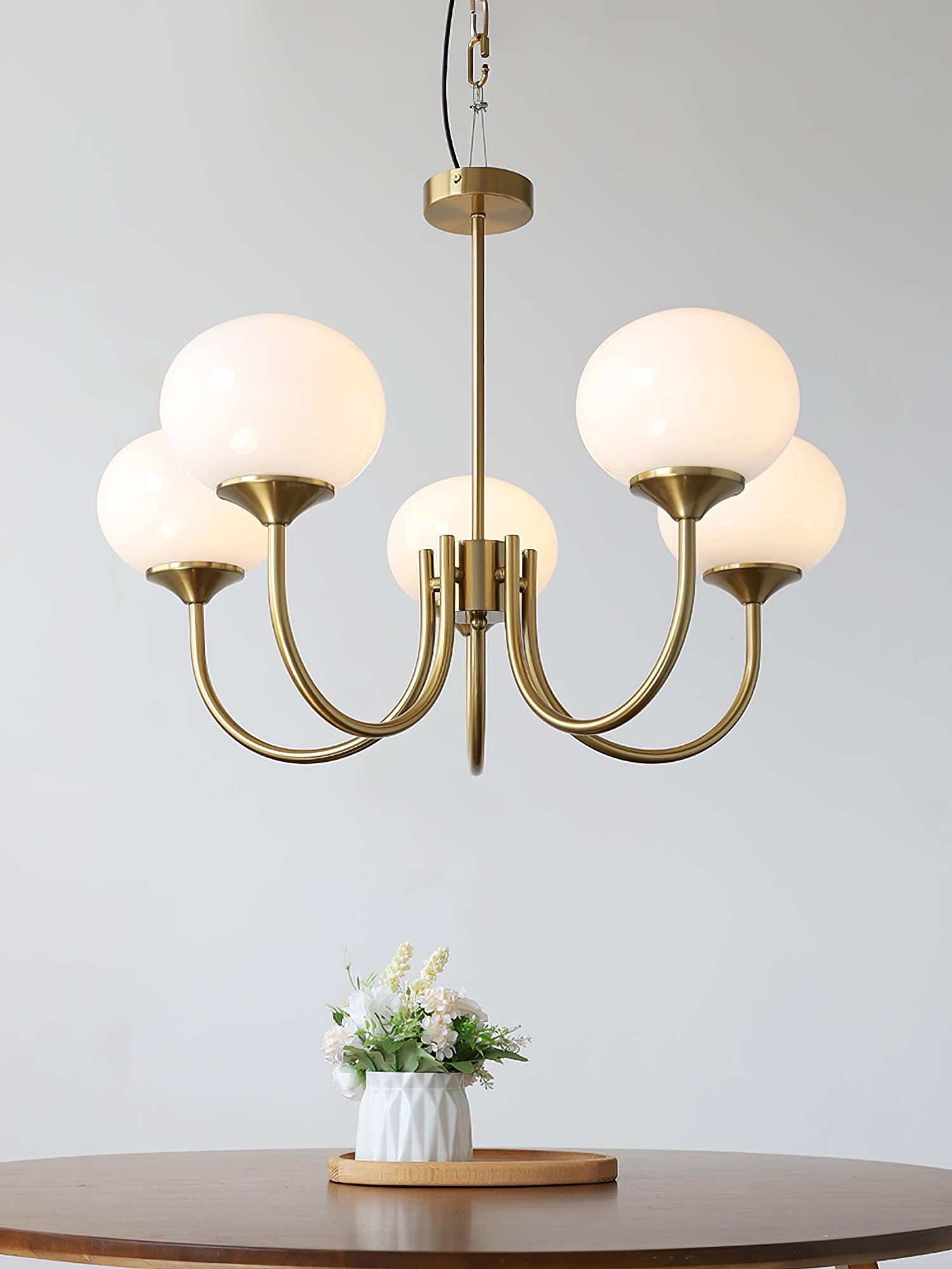 Chandelier Glass 46.0 cm Pink Dining Room Ceiling Light Adjustable Modern Hanging Lamp E27 Metal Globe Lighting | Thomler