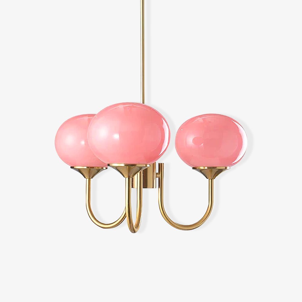 Handblown Glass Globe Chandelier with Gold or Chrome Finish – 3 or 5 Light Dining Room Pendant for Kitchen Island, Bedroom, Living Room | Thomler