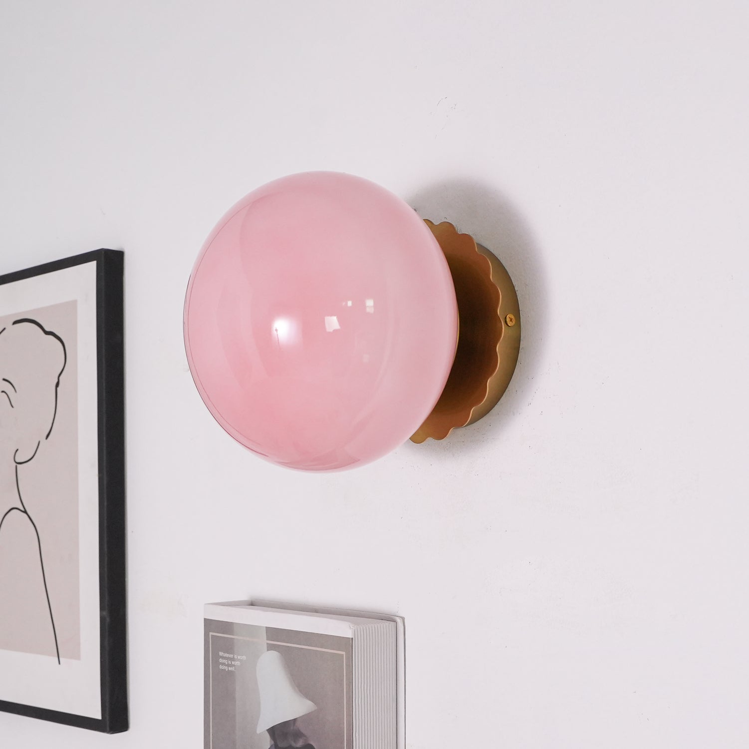 Wall Lamp Metal 7.9 in Pink Glass Adjustable Indoor Ceiling or Wall Light Contemporary Home Decor | Thomler