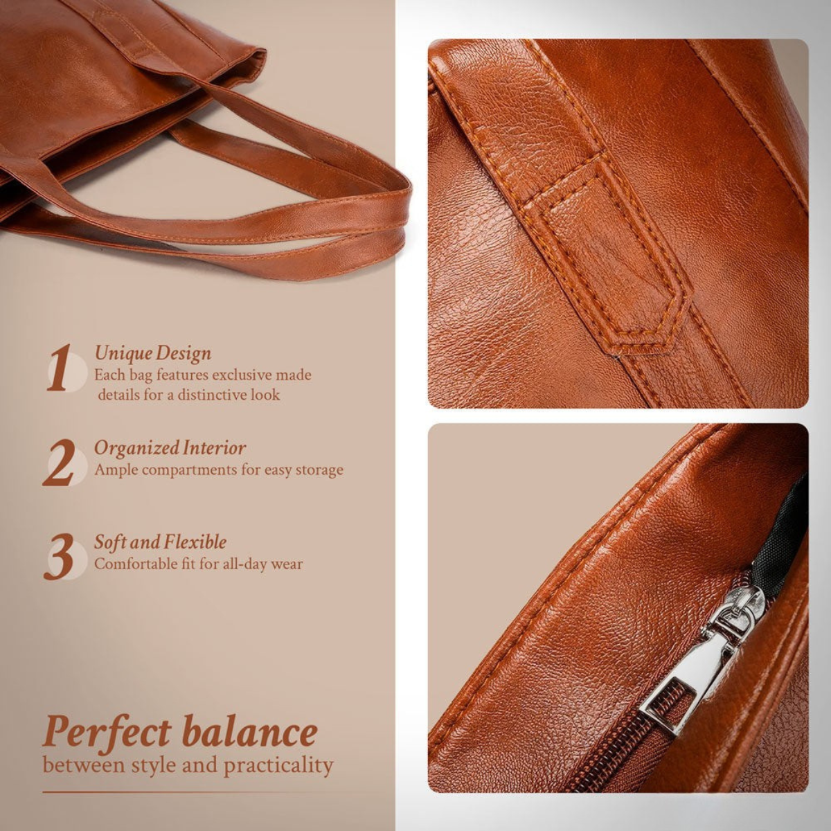 Genuine Leather Crossbody Handbag with Magnetic Flap Closure – Adjustable Strap Shoulder Purse for Women – Everyday Compact Bag | Thomler