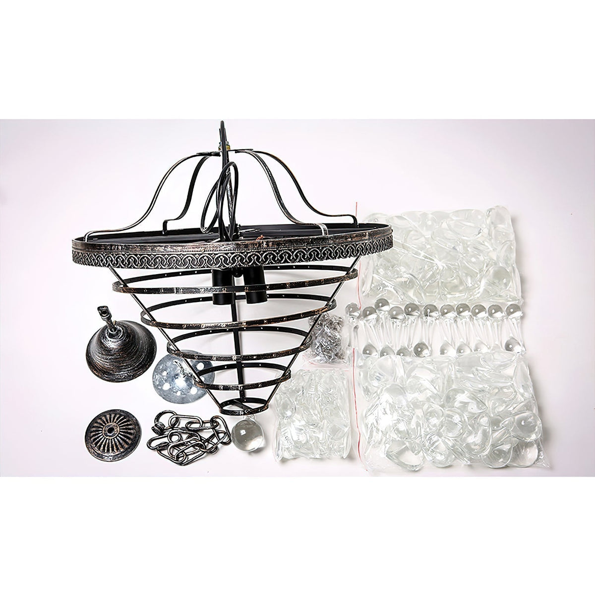 Crystal Tiered Iron Chandelier with Bronze Finish – Multi-Light Statement Fixture for Dining Room & Foyer | Thomler