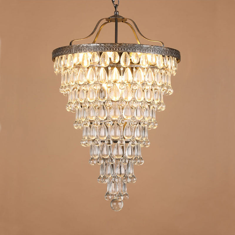 Crystal Tiered Iron Chandelier with Bronze Finish – Multi-Light Statement Fixture for Dining Room & Foyer | Thomler