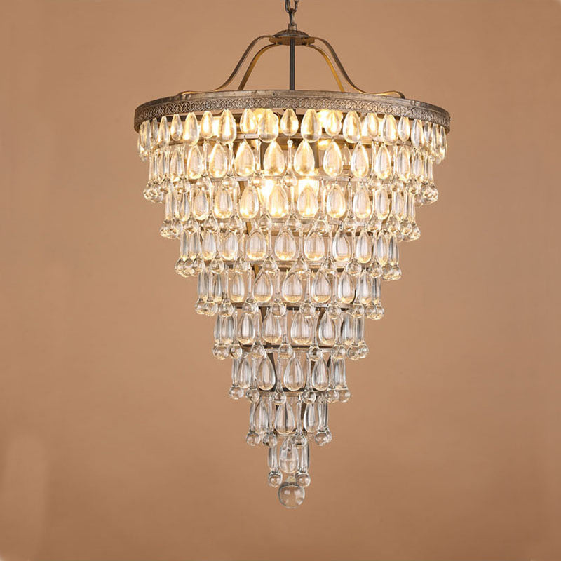 Crystal Tiered Iron Chandelier with Bronze Finish – Multi-Light Statement Fixture for Dining Room & Foyer | Thomler