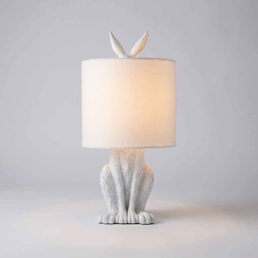 Table Lamp Resin Rabbit 25.0 cm Gold Bedroom Living Room Decorative Accent Light Linen Shade E27 Animal Sculpture | Thomler