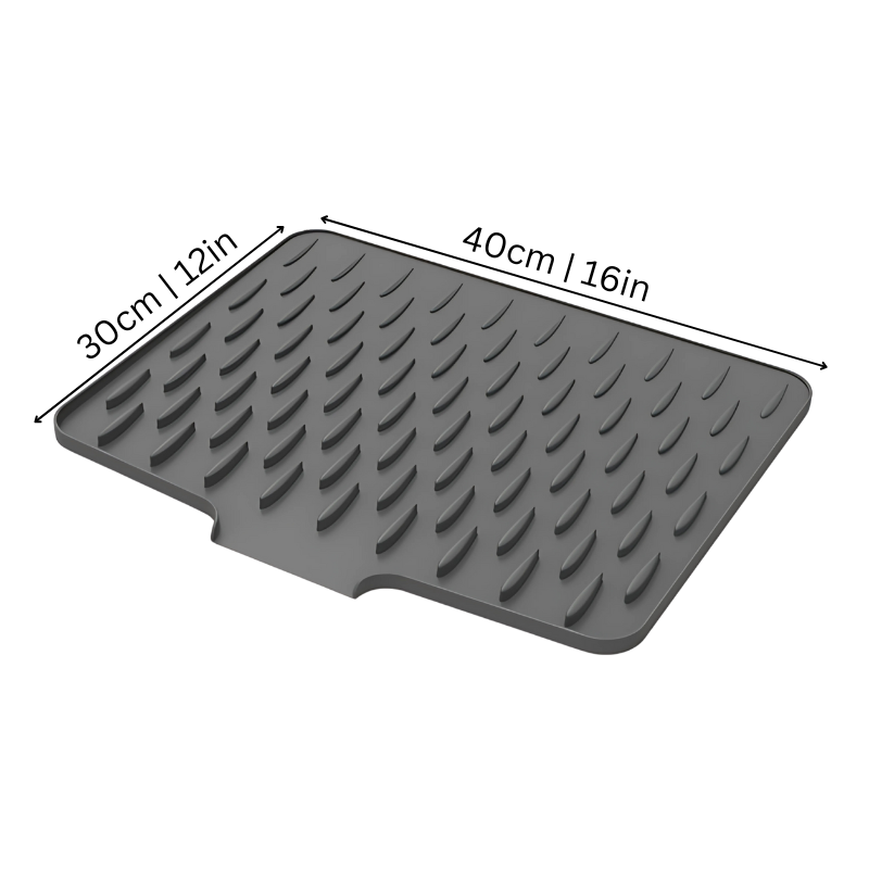 Silicone Dish Drying Mat with Drainage Channels – Heat Resistant Countertop Protector for Kitchen Sink, Dishwasher Safe Roll Up Design | Thomler