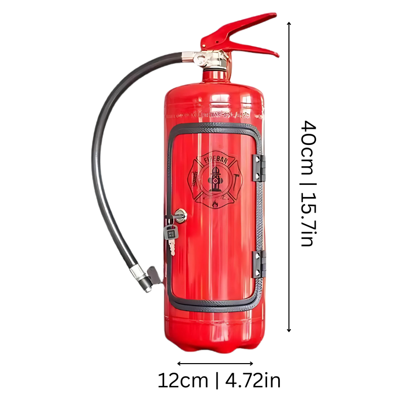 Repurposed Fire Extinguisher Mini Bar — Handcrafted Industrial Home Bar Station for Man Cave, Living Room & Unique Gift Giving | Thomler