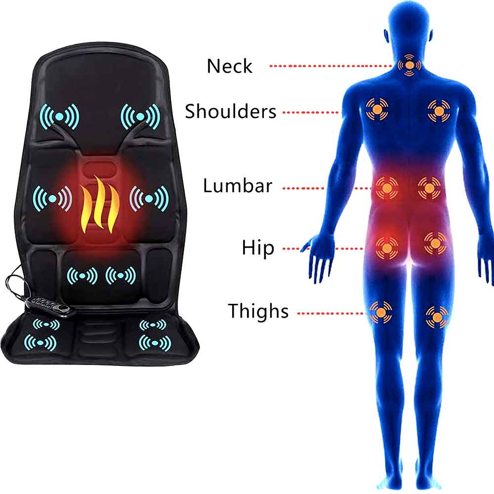 Heated Massage Seat Cushion 8 Programs Shiatsu Kneading Roller Therapy for Office Chair Car Driver Home Recliner Full Back Neck Lumbar | Thomler