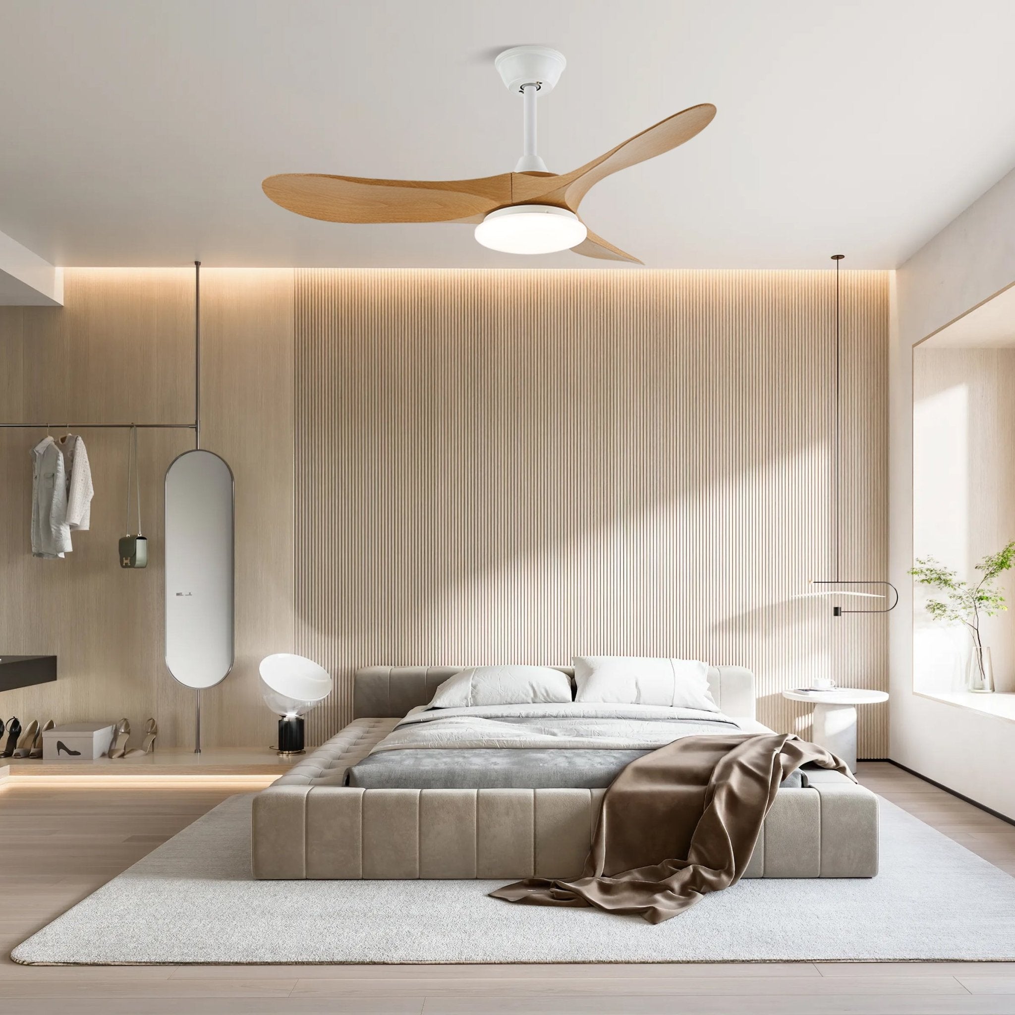 Wooden Ceiling Fan Light 42 in 52 in Adjustable Indoor AC 110–120V Modern Living Room Bedroom | Thomler