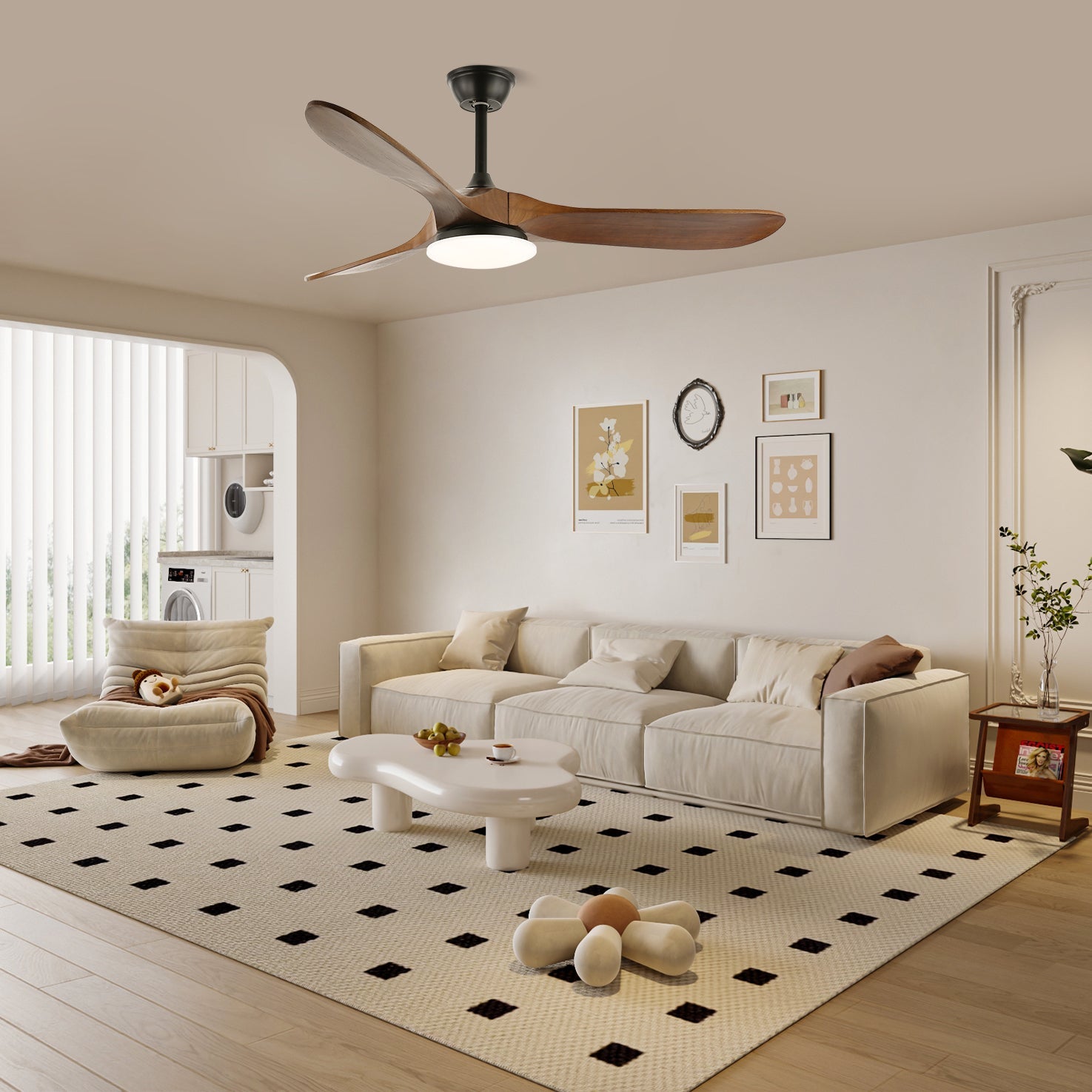 Wooden Ceiling Fan Light 42 in 52 in Adjustable Indoor AC 110–120V Modern Living Room Bedroom | Thomler